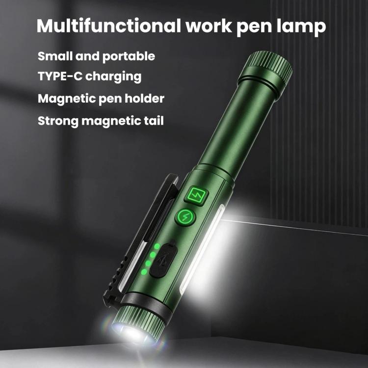 Multifunctional Dual Magnetic Pen Clip Flashlight, Outdoor Portable Inspection Work Pen Light — Grey