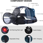 W644 Fixed Focus Long-Range High Beam P70 Headlamp, Multifunctional Aluminum Alloy Head-Mounted Lamp For Outdoor Night Fishing — view 3
