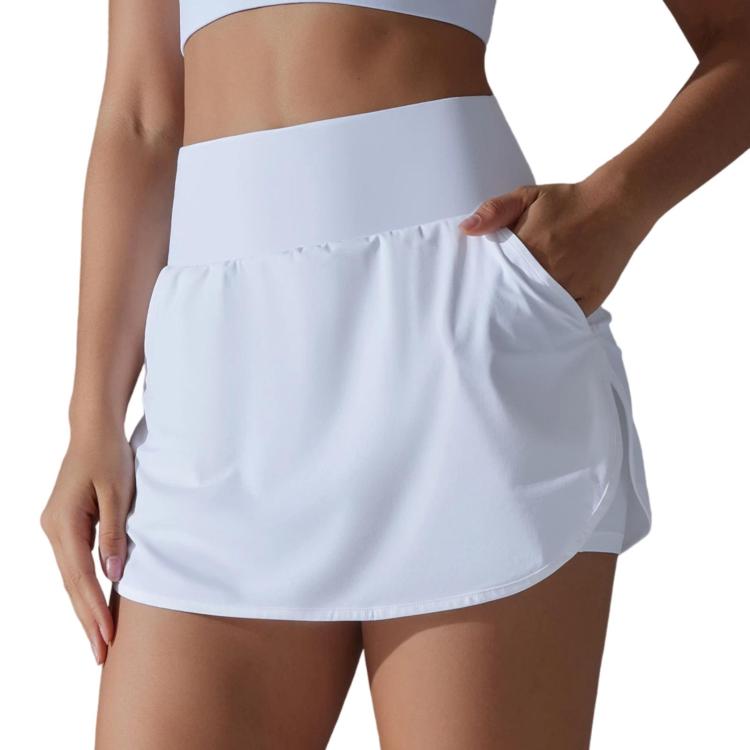 High-Waisted Form-Fitting Two-Piece Style Tennis Skirt With Back Pockets