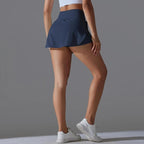 High-Waisted Form-Fitting Two-Piece Style Tennis Skirt With Back Pockets
