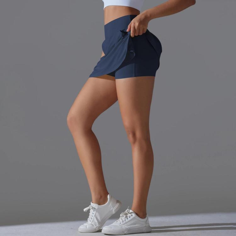 High-Waisted Form-Fitting Two-Piece Style Tennis Skirt With Back Pockets