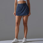 High-Waisted Form-Fitting Two-Piece Style Tennis Skirt With Back Pockets