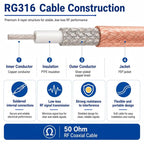 UHF Male To N-Type Male RG316 Extension Cable RF Coaxial Cable — view 11