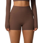 High-waisted Tight-fitting Yoga Shorts Three-quarter Length With Pockets