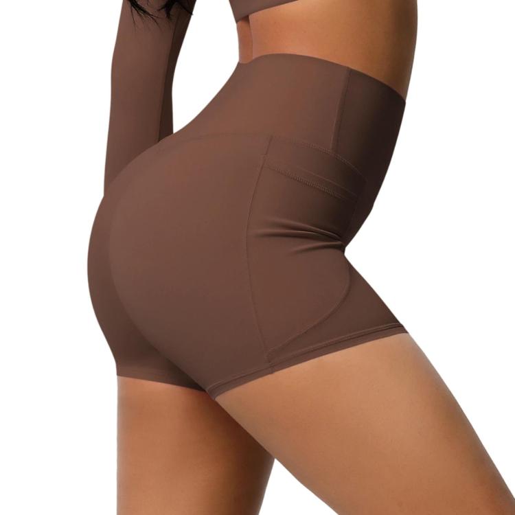 High-waisted Tight-fitting Yoga Shorts Three-quarter Length With Pockets