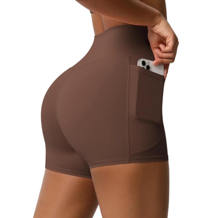 High-waisted Tight-fitting Yoga Shorts Three-quarter Length With Pockets