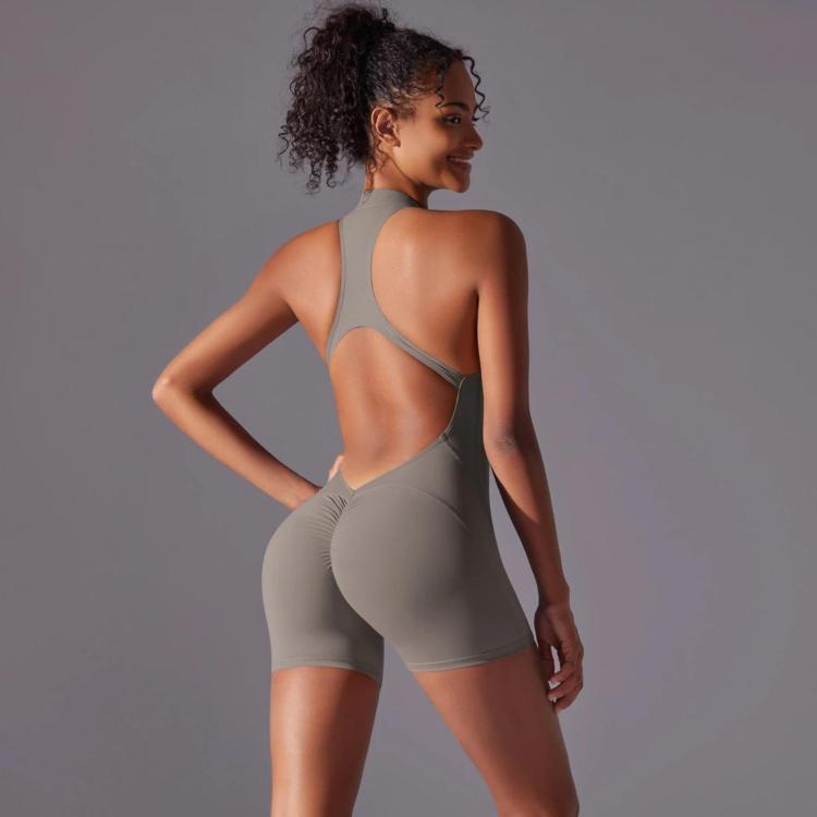 High-Intensity Tight-Fitting Backless Bodysuit/Yoga Wear — Maroon