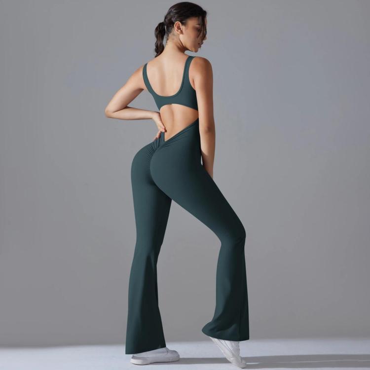 Long Yoga Backless Hip Lift Slimming Wide-leg Bodysuit — view 28