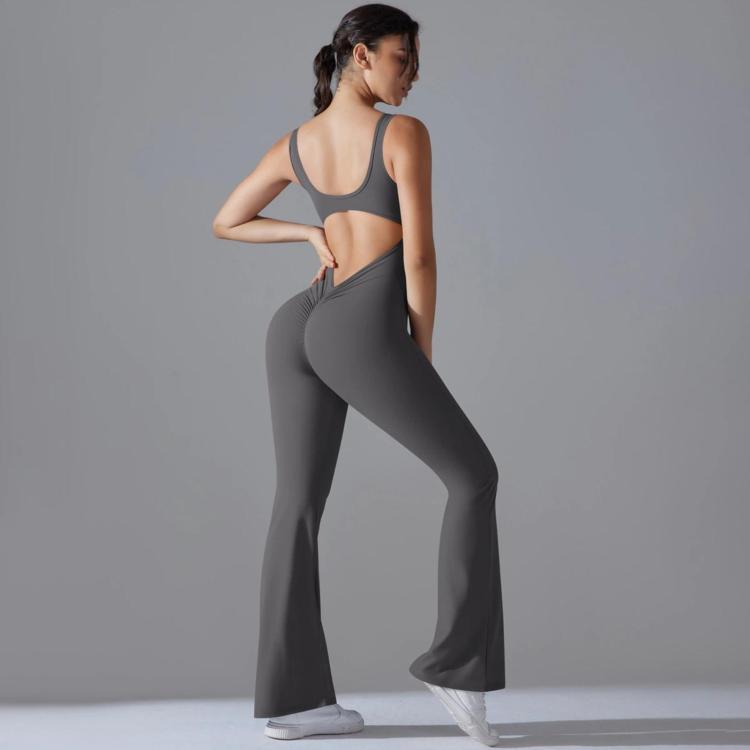 Long Yoga Backless Hip Lift Slimming Wide-leg Bodysuit — view 29