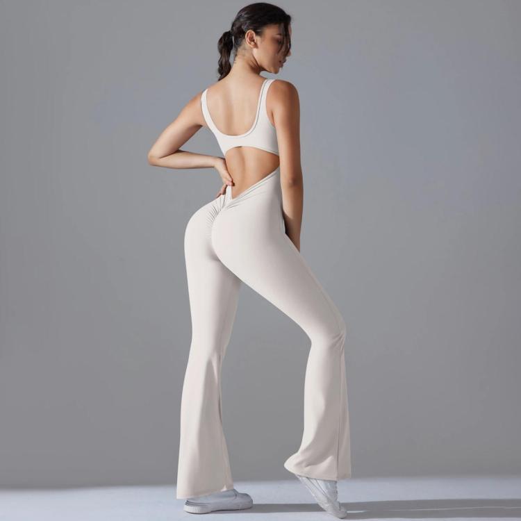 Long Yoga Backless Hip Lift Slimming Wide-leg Bodysuit — view 31