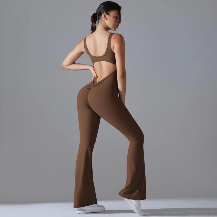 Long Yoga Backless Hip Lift Slimming Wide-leg Bodysuit — view 32