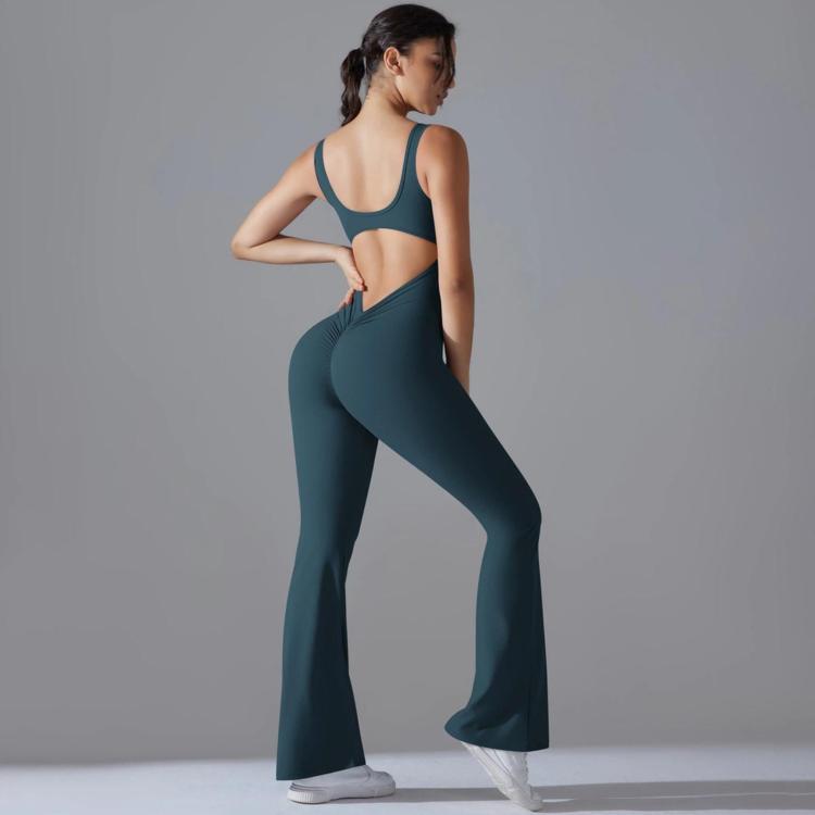 Long Yoga Backless Hip Lift Slimming Wide-leg Bodysuit — view 33