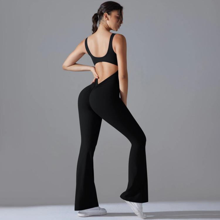 Long Yoga Backless Hip Lift Slimming Wide-leg Bodysuit — view 35