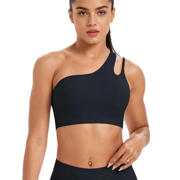 One-Shoulder Backless Sports Bra For Running Fitness And Yoga — Chestnut