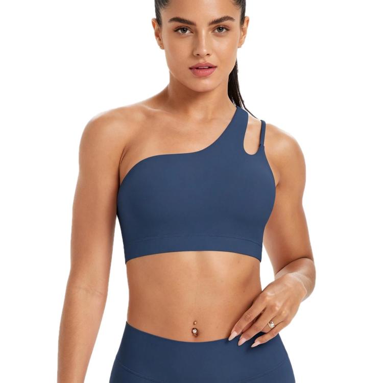 One-Shoulder Backless Sports Bra For Running Fitness And Yoga — Graphite Gray