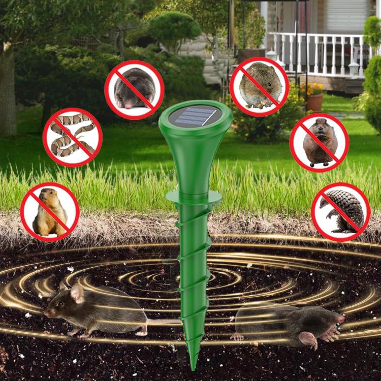 Solar Ground-Plug Animal Repeller With Color Ambient Light, Vibration & Infrared Detection Rat Repellent