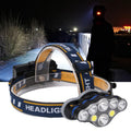KC08 8LED Outdoor T6 High-Power Head-Mounted Flashlight, Waterproof COB Floodlight Headlamp For Camping & Night Fishing