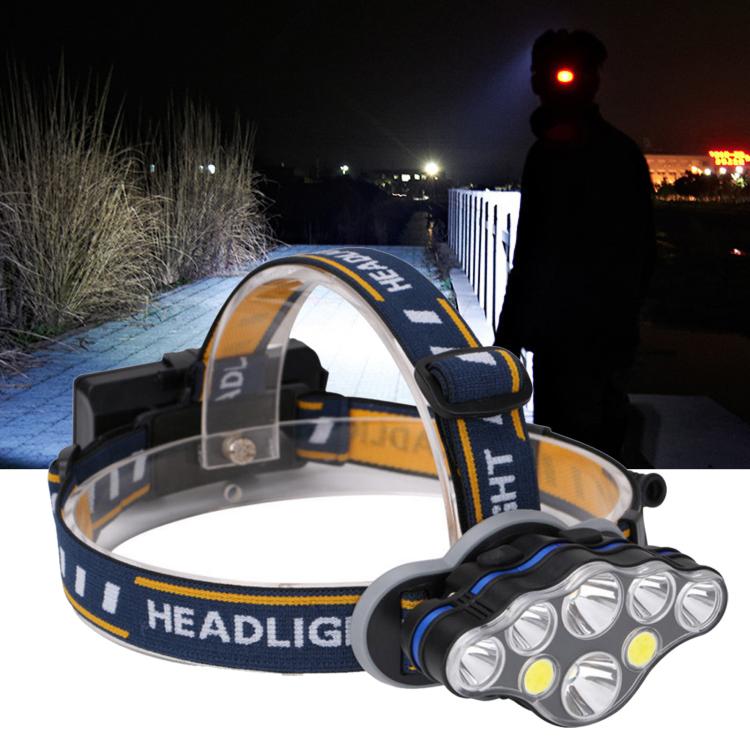 KC08 8LED Outdoor T6 High-Power Head-Mounted Flashlight, Waterproof COB Floodlight Headlamp For Camping & Night Fishing