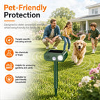 Solar Animal Repeller Outdoor Ultrasonic Cat Deterrent Yard with PIR Motion Sensor 4 Modes Ultrasonic Bird Deterrent Garden Dog Repeller with LED Flashing Light — view 8