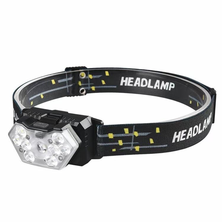GY26 9LED Smart Motion-Sensor Headlamp, Outdoor COB Red Warning Waterproof Night Fishing Light