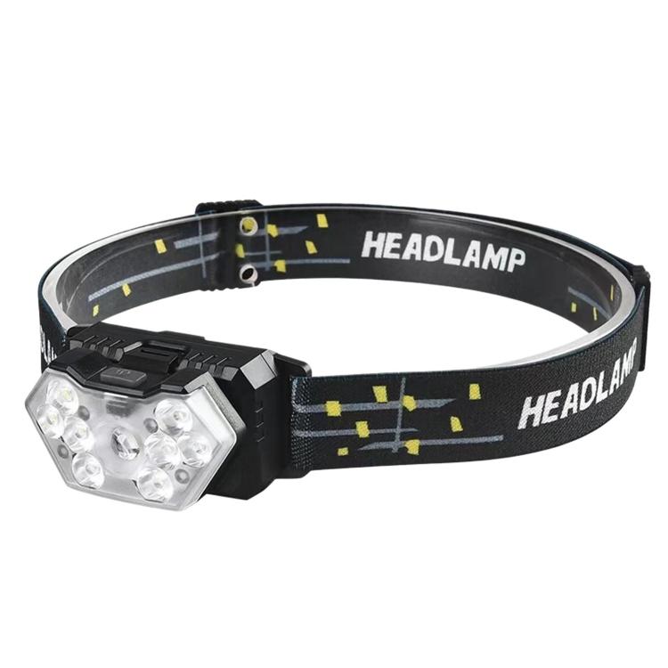GY26 9LED Smart Motion-Sensor Headlamp, Outdoor COB Red Warning Waterproof Night Fishing Light — Rechargeable