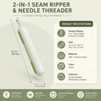 2-in-1 Seam Ripper and Needle Threader, Retractable Stitch Remover Tool for Hand Sewing, Double-Headed Threader & Seam Cutter — view 8