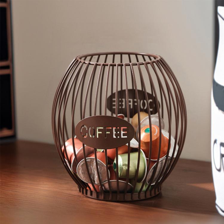 Iron Coffee Capsule Storage Rack, Open Display Stand For Coffee Shop Counter — Small Black