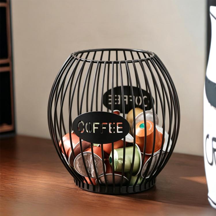 Iron Coffee Capsule Storage Rack, Open Display Stand For Coffee Shop Counter — Medium Gold
