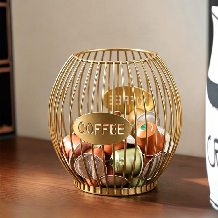 Iron Coffee Capsule Storage Rack, Open Display Stand For Coffee Shop Counter — Medium Black