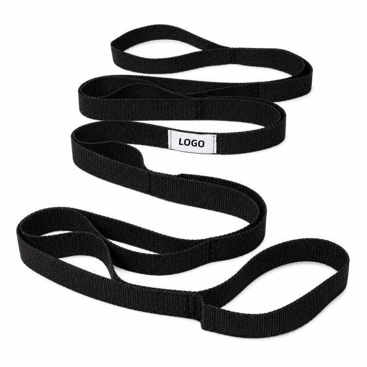 74.8-inch 10-Loop Yoga Stretch Strap Non-Elastic Stretching Strap for Physical Therapy, Hamstring Stretching, Pilates