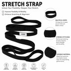 74.8-inch 10-Loop Yoga Stretch Strap Non-Elastic Stretching Strap for Physical Therapy, Hamstring Stretching, Pilates