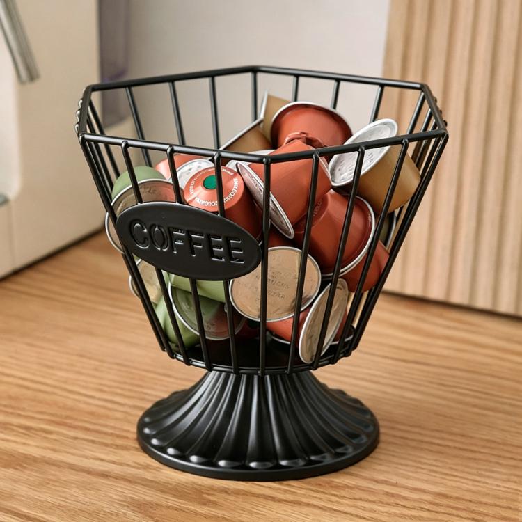Metal Coffee Capsule Storage Rack, Large-Capacity Snack & Candy Organizer — Hexagon Gold