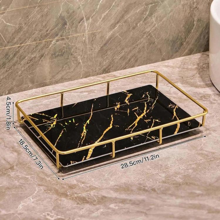 Bathroom Cosmetic Storage Rack, Vanity Countertop Tray — Large White Gold