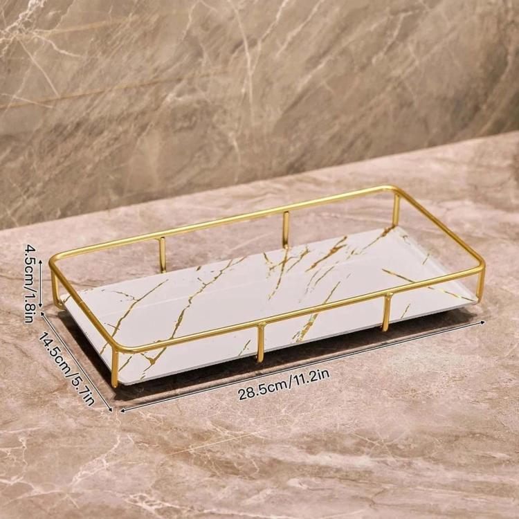 Bathroom Cosmetic Storage Rack, Vanity Countertop Tray — Large Black Gold