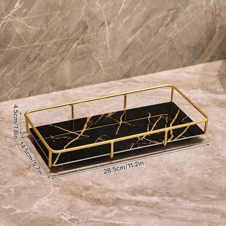 Bathroom Cosmetic Storage Rack, Vanity Countertop Tray — Small White Gold