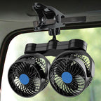 Mitchell Clip-On Stepless Speed Control Portable Dual-Head High-Power Car Fan