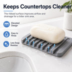 Silicone Soap Dish Self-Draining Bar Soap Holder Flexible Unbreakable Soap Saver Tray for Bathroom Shower, Bathtub and Kitchen Sink — view 5