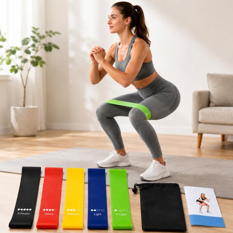 5-in-1 Resistance Loop Bands TPE Exercise Bands Workout Set with Storage Bag