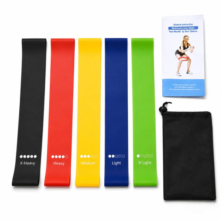 5-in-1 Resistance Loop Bands TPE Exercise Bands Workout Set with Storage Bag