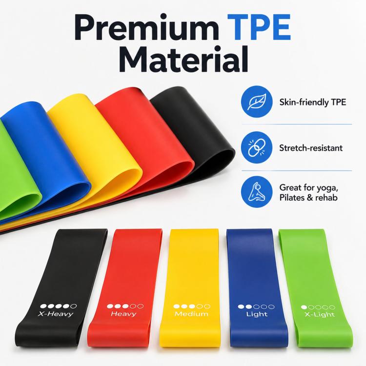 5-in-1 Resistance Loop Bands TPE Exercise Bands Workout Set with Storage Bag