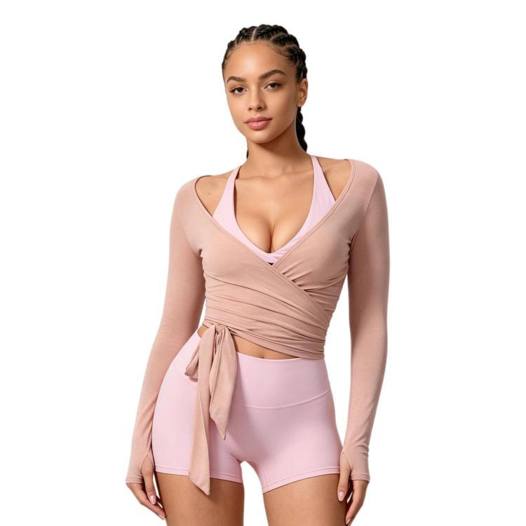 Women Long-Sleeve Slim-Fit Yoga Top, Quick-Dry Pilates Fitness Shirt Sports Cover-Up — view 13