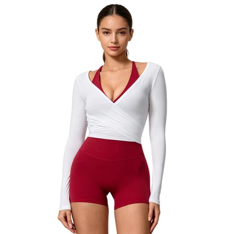 Women Long-Sleeve Slim-Fit Yoga Top, Quick-Dry Pilates Fitness Shirt Sports Cover-Up — Black