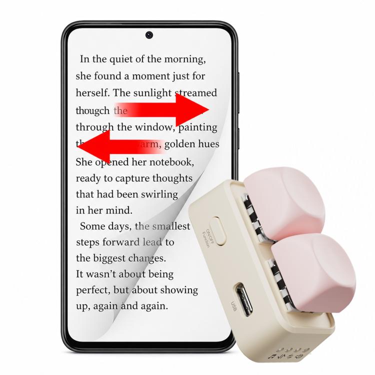 Hanlinyue 2-Key High-Speed Switch Keyboard Bluetooth Page Turner — Pink For Phone