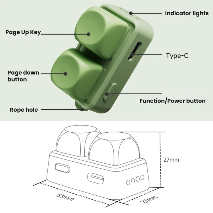 Hanlinyue 2-Key High-Speed Switch Keyboard Bluetooth Page Turner