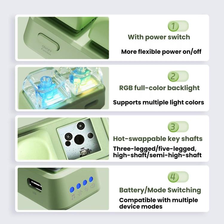 Hanlinyue 2-Key High-Speed Switch Keyboard Bluetooth Page Turner