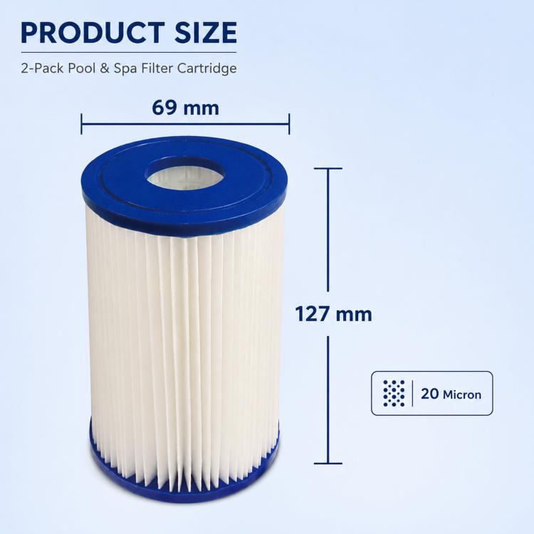 2pcs 20-micron Chiller Swimming Pool Pleated Filter Cartridge