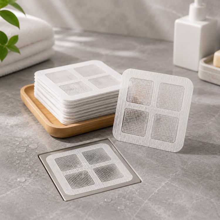 50pcs Disposable Shower Drain Hair Catcher Mesh Stickers Drain Cover Catcher for Bathroom, Bathtub, Kitchen Sink