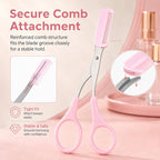 Eyebrow Scissors with Comb 2-in-1 Stainless Steel Curved Eyebrow Trimmer Scissors Beauty Shears for Women — view 4
