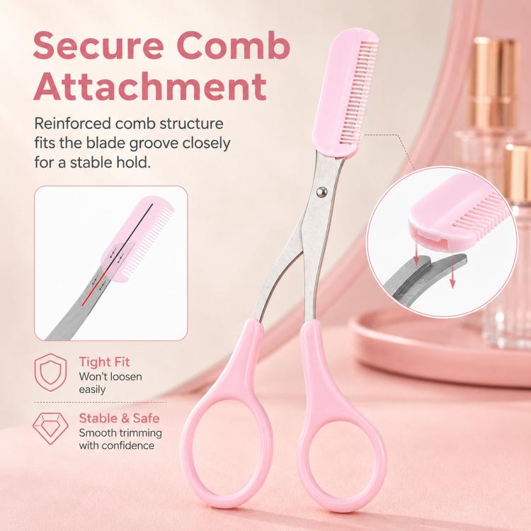 Eyebrow Scissors with Comb 2-in-1 Stainless Steel Curved Eyebrow Trimmer Scissors Beauty Shears for Women — view 4