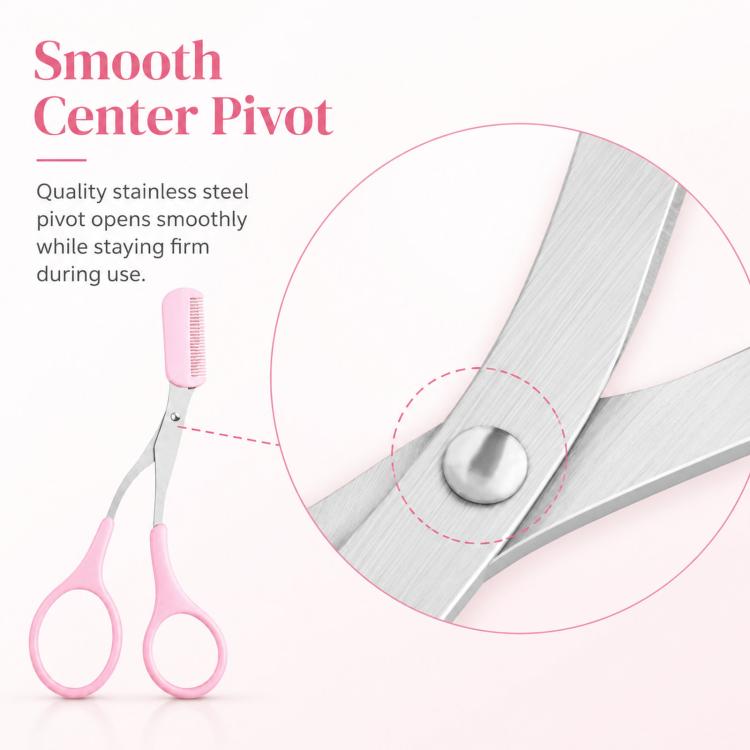 Eyebrow Scissors with Comb 2-in-1 Stainless Steel Curved Eyebrow Trimmer Scissors Beauty Shears for Women — view 5